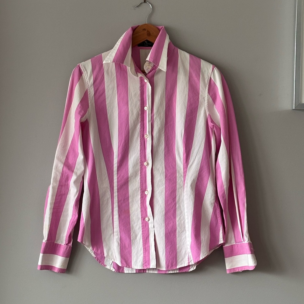 Etro pink and white shirt size 46 italy very fitted like M size US